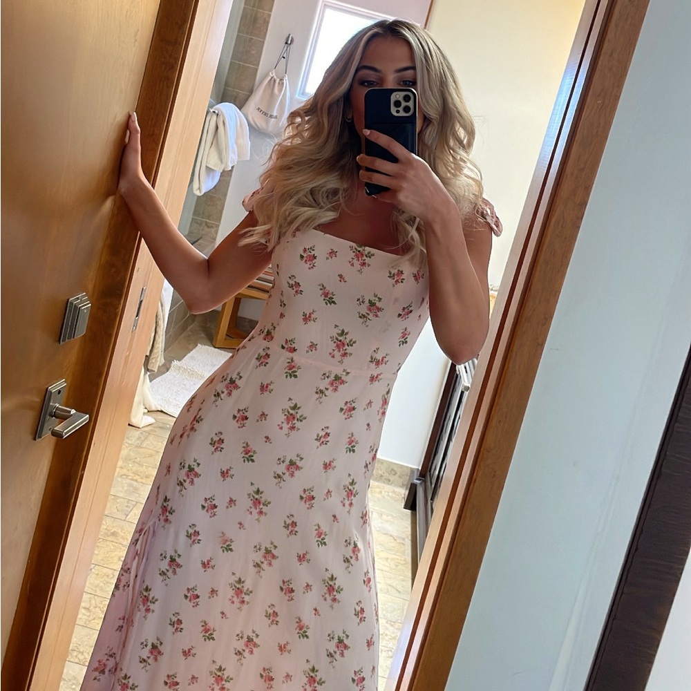 Reformation Pink Floral Westerly Maxi Dress